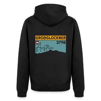 Großglockner Skitour Wandern Berglauf Hohe Tauern - Unisex Premium Bio Zip Hoodie - Schwarz - Hinten - Nico (187cm)