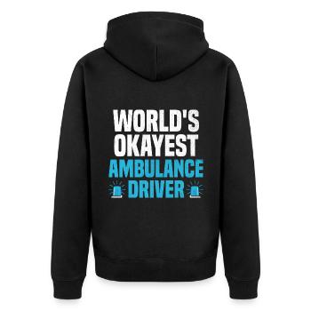Der weltweit okayste Krankenwagenfahrer Rettungssanitäter EMS Dri - Unisex Premium Bio Zip Hoodie - Schwarz - Hinten - Nico (187cm)