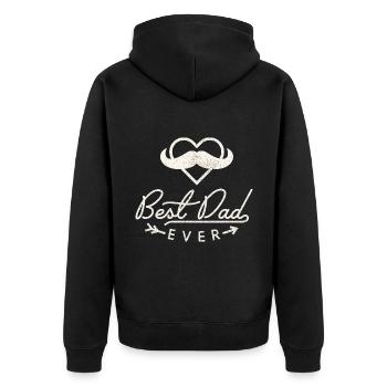 Father's Day, Saying, Best-Dad-Ever, Vintage Style - Unisex Premium Organic Zip Hoodie - black - Back - Nico (187cm)