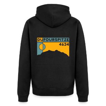 Dufourspitze Ascent High Tour, Ski Tour, Souvenir - Unisex Premium Organic Zip Hoodie - black - Back - Nico (187cm)