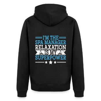 SPA Manager Job Wellness Funny SPA Management Sayi - Unisex Premium Organic Zip Hoodie - black - Back - Nico (187cm)