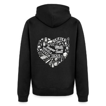 Heart Baking Pastry Baker Bread Bake Cake Bakers - Unisex Premium Organic Zip Hoodie - black - Back - Nico (187cm)