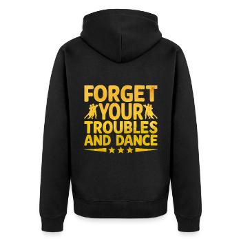 Vergiss deine Sorgen und tanze tanzende Tänzerin - Unisex Premium Bio Zip Hoodie - Schwarz - Hinten - Nico (187cm)