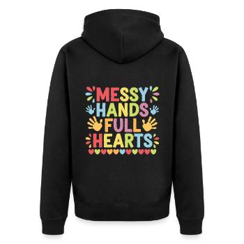 Mains en désordre Cœurs pleins Élèves de l’école - Veste à capuche bio Premium Unisexe - noir - Dos - Nico (187cm)