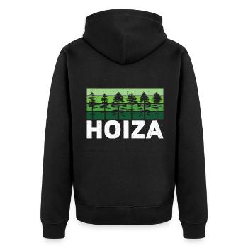 Holzfäller Forstwirt Waldarbeiter - Unisex Premium Bio Zip Hoodie - Schwarz - Hinten - Nico (187cm)
