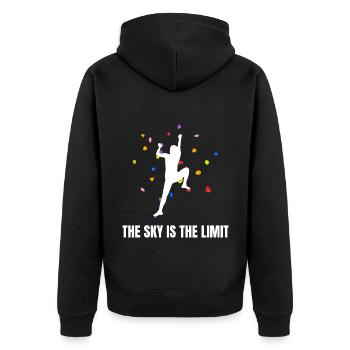 The Sky Is The Limit Boulderers and Rock Climbers - Unisex Premium Organic Zip Hoodie - black - Back - Nico (187cm)