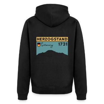 Herzogstand, Mountain, Hiking, Hike, Ridge Walk - Unisex Premium Organic Zip Hoodie - black - Back - Nico (187cm)