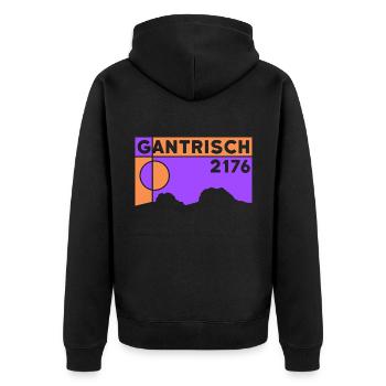 Gantrisch Berg Klettern Wandern Berner Oberland - Unisex Premium Bio Zip Hoodie - Schwarz - Hinten - Nico (187cm)