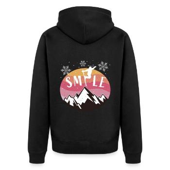 "Smile" Skiing Mountains Ski Holiday Ski - Unisex Premium Organic Zip Hoodie - black - Back - Nico (187cm)