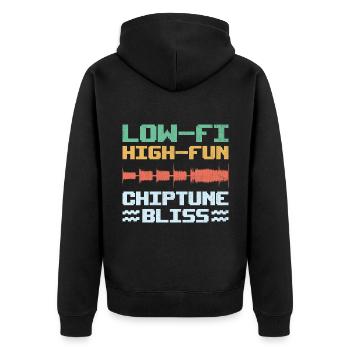Chiptune Music Lover Groove zu den Bleeps und Bloo - Unisex Premium Bio Zip Hoodie - Schwarz - Hinten - Nico (187cm)