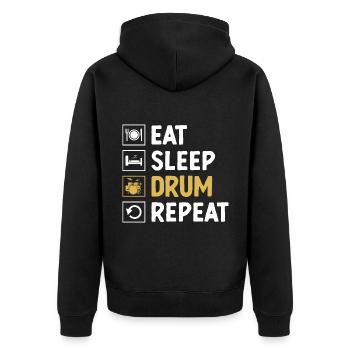 Manger Dormir Tambour Répéter Tambour Tambour - Veste à capuche bio Premium Unisexe - noir - Dos - Nico (187cm)