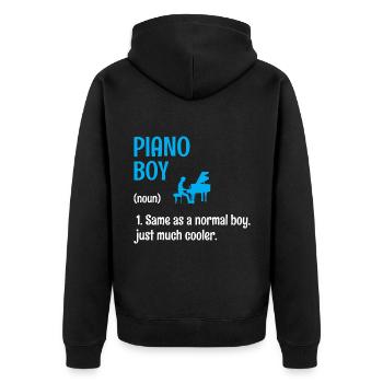 Piano Boy Wie Ein Normaler Junge, Nur viel Cooler Pi - Unisex Premium Bio Zip Hoodie - Schwarz - Hinten - Nico (187cm)