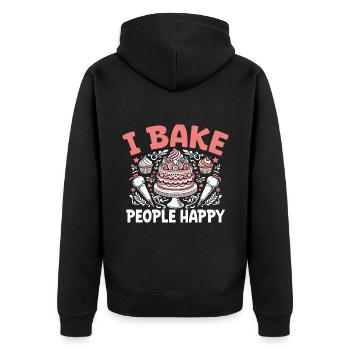 Ich Bake Menschen Glücklicher Bäcker Kuchen Backen Konditorei Bäcker - Unisex Premium Bio Zip Hoodie - Schwarz - Hinten - Nico (187cm)