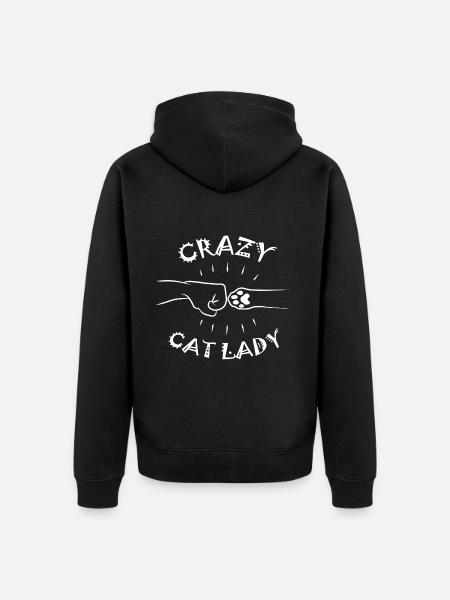 Crazy Cat Lady - Fauststoß - Unisex Premium Bio Zip Hoodie - Schwarz