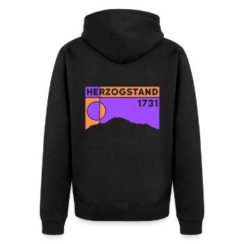 Herzogstand, Mountain, Hiking, Hike, Ridge Walk - Unisex Premium Organic Zip Hoodie - black - Back - Nico (187cm)