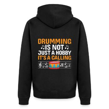 Drum Corps Marching Band Drum Corp Music Percussio - Unisex Premium Bio Zip Hoodie - Schwarz - Hinten - Nico (187cm)