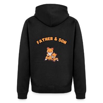 Fox Family Father & Son - Unisex Premium Organic Zip Hoodie - black - Back - Nico (187cm)