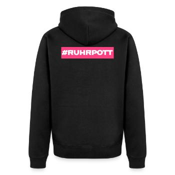 ruhrpott - Unisex Premium Bio Zip Hoodie - Schwarz - Hinten - Nico (187cm)