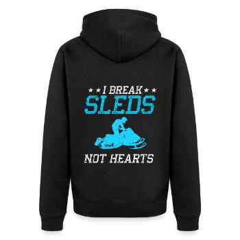 Schneemobil Wintersport Motorschlitten - Unisex Premium Bio Zip Hoodie - Schwarz - Hinten - Nico (187cm)