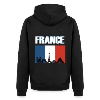 Drapeau de la France Paris Skyline - Veste à capuche bio Premium Unisexe - noir - Dos - Nico (187cm)