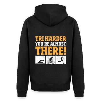 Tri Vous y êtes presque Triathlète Triathlo - Veste à capuche bio Premium Unisexe - noir - Dos - Nico (187cm)
