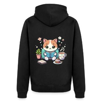 Chat Livre Lecture Café Amoureux Livres Rat de Bibliothèque - Veste à capuche bio Premium Unisexe - noir - Dos - Nico (187cm)