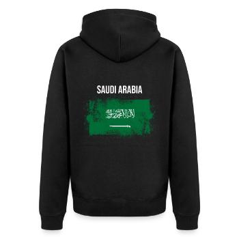 Saudi-Arabien - Unisex Premium Bio Zip Hoodie - Schwarz - Hinten - Nico (187cm)