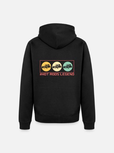 Hot Rods Legend- Oldtimer - Unisex Premium Bio Zip Hoodie - Schwarz