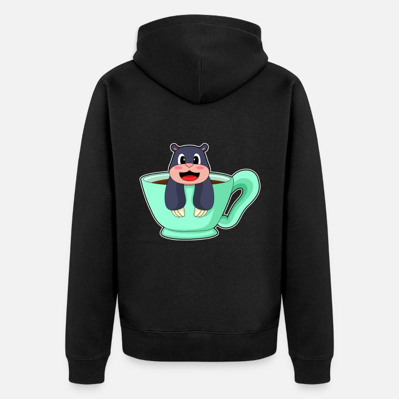 Maulwurf Kaffee - Unisex Premium Bio Zip Hoodie - Schwarz