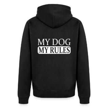 My dog, my rules - Unisex Premium Organic Zip Hoodie - black - Back - Nico (187cm)