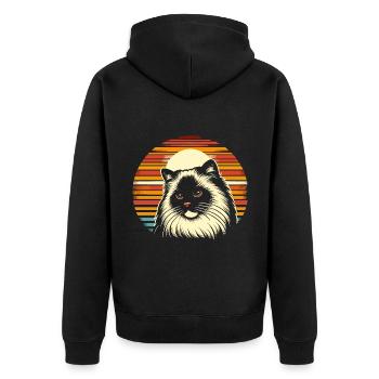 Retro Sunset Ragdoll Katze Ragdolls Liebhaber Besitzer Katzen - Unisex Premium Bio Zip Hoodie - Schwarz - Hinten - Nico (187cm)