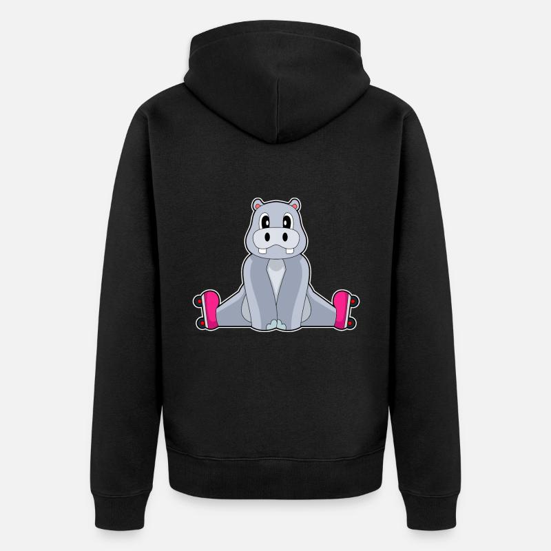 Nilpferd Inline skating Rollschuhe - Unisex Premium Bio Zip Hoodie - Schwarz