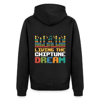 Chiptune Music Lover Groove zu den Bleeps und Bloo - Unisex Premium Bio Zip Hoodie - Schwarz - Hinten - Nico (187cm)