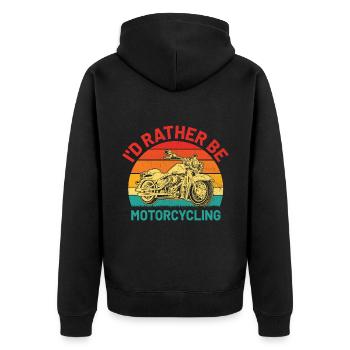 Ich wäre lieber Motorradfahren, Motorradfahrer, Biker, Motorradfahren - Unisex Premium Bio Zip Hoodie - Schwarz - Hinten - Nico (187cm)