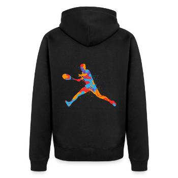 Joueurs de tennis Enfants colorés Joueurs de tennis Garçons - Veste à capuche bio Premium Unisexe - noir - Dos - Nico (187cm)