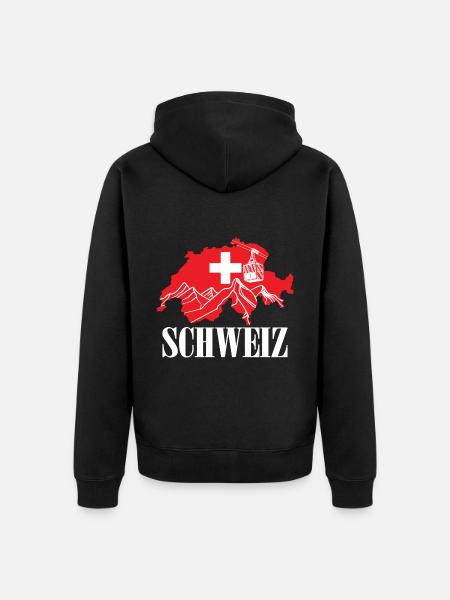 Suisse Carte Drapeau Suisse - Suisse - Veste Ă capuche bio Premium Unisexe - noir