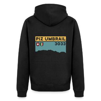 Piz Umbrail Mountain Tour Bike Tour Ski Tour Souvenirs - Unisex Premium Organic Zip Hoodie - black - Back - Nico (187cm)