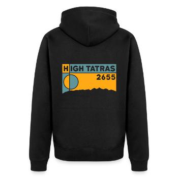 Hohe Karpaten Wandern Campen Biken Andenken - Unisex Premium Bio Zip Hoodie - Schwarz - Hinten - Nico (187cm)