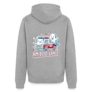 Am-Boo-Lance Ambulance Driver Paramedics EMS Hallo - Unisex Premium Organic Zip Hoodie - heather grey - Back - Nico (187cm)