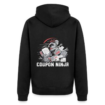 Coupon Ninja Couponer Shopper Save Money Couponing - Unisex Premium Organic Zip Hoodie - black - Back - Nico (187cm)