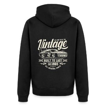 Jahrgang 1965 Geburtstag Muscle-Car Auto Geschenk - Unisex Premium Bio Zip Hoodie - Schwarz - Hinten - Nico (187cm)