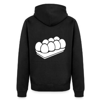 Eier symbol - Unisex Premium Bio Zip Hoodie - Schwarz - Hinten - Nico (187cm)