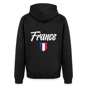 FRANKREICH - Unisex Premium Bio Zip Hoodie - Schwarz - Hinten - Nico (187cm)