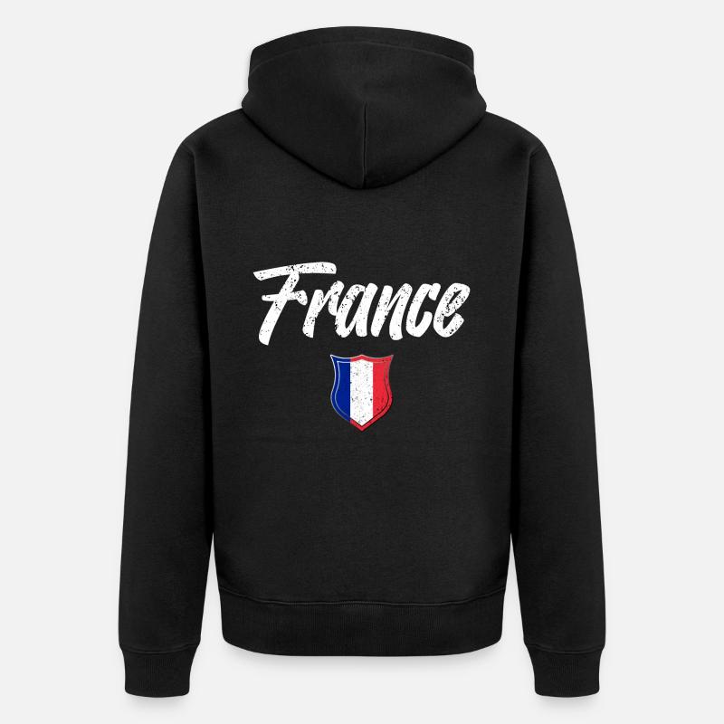 FRANKREICH - Unisex Premium Bio Zip Hoodie - Schwarz
