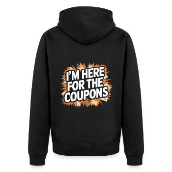 I'm Here For The Coupons Couponer Shopper Save - Unisex Premium Organic Zip Hoodie - black - Back - Nico (187cm)