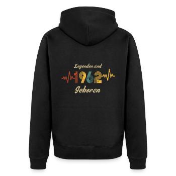 1962 Geburtstag Herzschlag Vintage Retro Spruch - Unisex Premium Bio Zip Hoodie - Schwarz - Hinten - Nico (187cm)