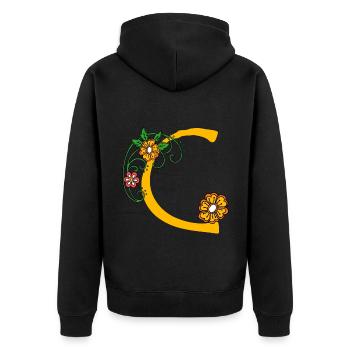 Blume30 C - Unisex Premium Organic Zip Hoodie - black - Back - Nico (187cm)