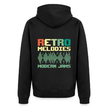 Chiptune Music Lover Groove zu den Bleeps und Bloo - Unisex Premium Bio Zip Hoodie - Schwarz - Hinten - Nico (187cm)