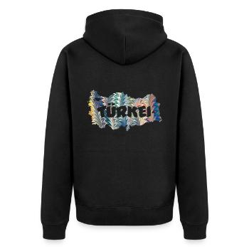 türkeikarte e 73 - Unisex Premium Bio Zip Hoodie - Schwarz - Hinten - Nico (187cm)