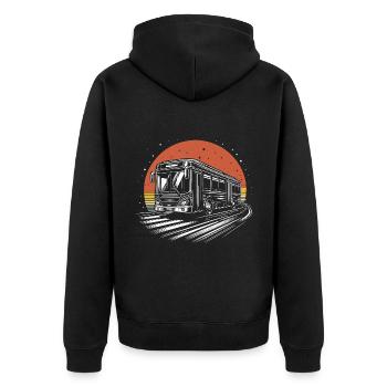 Retro Bus Schule Bus Fahrer Fahren Busman Fahrer - Unisex Premium Bio Zip Hoodie - Schwarz - Hinten - Nico (187cm)